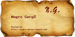 Negro Gergő névjegykártya